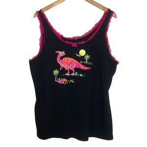 Torrid Black Pink Dinosaur Lace Trim Sleep Tank Plus Size 2X